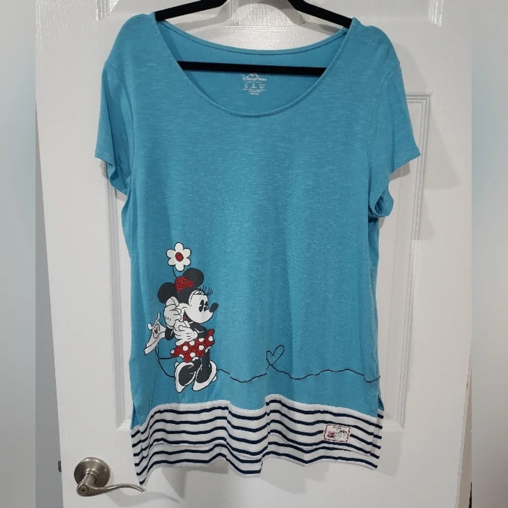 Disney Parks Minnie and Mickey Mouse On the Phone Short Sleeve Shirt Size XL
